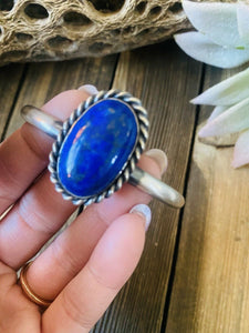 Navajo Lapis & Sterling Silver Cuff Bracelet Signed