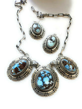 Load image into Gallery viewer, Navajo Golden Hills Turquoise &amp; Sterling Silver Necklace Set by Larry Kaye