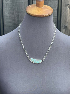 Navajo Sterling Silver & Turquoise Inlay Sleek Pendant Necklace