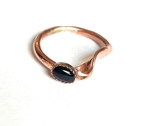 Navajo Copper Over Sterling Onyx Ring