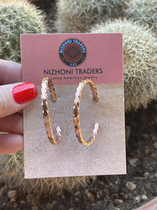 Navajo Copper Rope Style Hoop Earrings