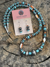Load image into Gallery viewer, Navajo Sterling Silver Handmade Turquoise and Spiny Beaded Necklace Set