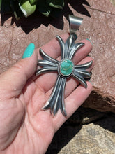 Load image into Gallery viewer, Navajo Turquoise &amp; Sterling Silver Southwest Cross Pendant Signed