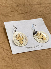 Load image into Gallery viewer, Navajo Sterling Silver &amp; 12k GF Hand Stamped Bear Print Earrings