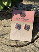 Load image into Gallery viewer, Navajo Pink Dream Mohave &amp; Sterling Rectangle Delight Post Earrings