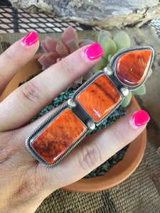 Rick Martinez Orange Spiny And Sterling Silver Ring Size 8