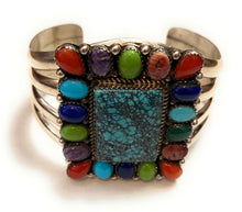 Load image into Gallery viewer, Amazing Navajo Multi Stone &amp; Sterling Silver Cuff Bracelet Signed