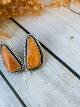 Load image into Gallery viewer, Handmade Sterling Silver &amp; Orange Spiny Oyster Post Earrings