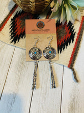 Load image into Gallery viewer, Navajo Turquoise &amp; Sterling Silver Concho Dangle Earrings