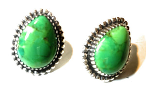 Beautiful Navajo Sterling Silver Dyed Kingman Turquoise Post Earrings