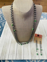 Load image into Gallery viewer, Navajo Sonoran Gold Turquoise &amp; Sterling Silver Pearl Beaded Necklace Set