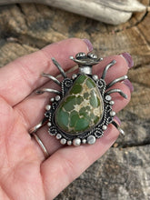 Load image into Gallery viewer, Vintage Sterling Silver &amp; Royston Turquoise Beetle Pin / Pendant