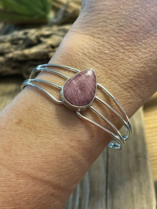 Navajo Purple Spiny Sterling Silver Bracelet Loop Cuff Stamped Begay