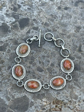 Load image into Gallery viewer, Navajo Rust Jasper &amp; Sterling Silver Link Oval Southwest Bracelet