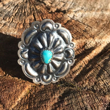 Load image into Gallery viewer, Navajo Sterling Silver Turquoise Concho Ring Sz 5.5