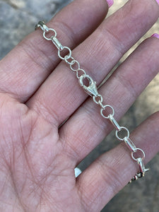 Navajo 7 Stone & Sterling Silver Necklace Signed AJ