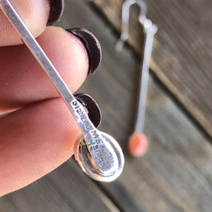 Beautiful Navajo Sterling Silver Orange Spiny Drop Dangle Earrings