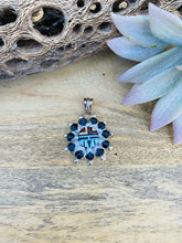 Load image into Gallery viewer, Vintage Zuni Multi Stone &amp; Sterling Silver Inlay Sun Face Pendant