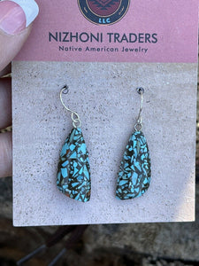 Navajo Multi Stone Turquoise Sterling Silver Dangle Earrings