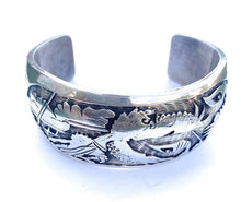 Load image into Gallery viewer, Vintage Navajo Sterling Silver Story Teller Cuff Bracelet