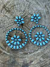 Load image into Gallery viewer, Navajo Sleeping Beauty Turquoise Sterling Silver Dangle Earrings artist Spencer