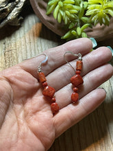 Load image into Gallery viewer, Navajo Sterling Silver Apple Coral Strand Beaded Earrings