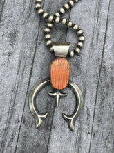 Load image into Gallery viewer, Navajo Chimney Butte Orange Spiny &amp; Sterling Silver Naja Pendant Signed