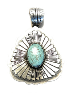 Navajo Dry Creek Turquoise Stone & Sterling Silver Pendant Signed