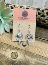 Load image into Gallery viewer, Vintage Old Pawn Navajo Turquoise &amp; Sterling Silver Eagle Dangle Earrings