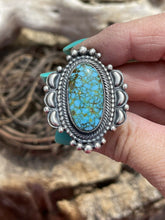 Load image into Gallery viewer, Navajo Sonoran Mountain Turquoise &amp; Sterling Silver Statement Ring Size 8