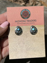 Load image into Gallery viewer, Navajo Sterling Silver And Turquoise Bear Paw Post Earrings