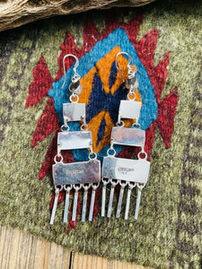 Navajo Turquoise & Sterling Silver Chandelier Dangle Earrings