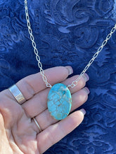 Load image into Gallery viewer, Navajo Kingman Turquoise &amp; Sterling Silver Oval Necklace