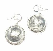 Load image into Gallery viewer, Kee- J Sterling Silver  Turquoise Liberty Coin Dangle Earrings