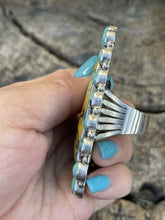 Load image into Gallery viewer, Navajo Sterling Bumblebee Jasper  and Turquoise Stone Ring Sz 8.5