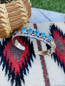 Navajo Kingman Turquoise Sterling Silver Cuff Bracelet