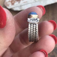 Load image into Gallery viewer, Navajo Sterling Silver Lapis Rope Cigar Band Ring