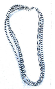 3 Strand Sterling Silver Navajo Pearl Style Beaded  Necklace 18 inches