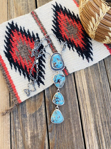 Navajo Sterling Silver & Kingman Turquoise Lariat Necklace