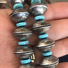 Load image into Gallery viewer, James McCabe Navajo Silver Turquoise Coin Necklace Set