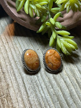 Load image into Gallery viewer, Beautiful Navajo Sterling Silver Apple Coral Oval Post Earrings