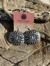 Load image into Gallery viewer, Navajo Sterling Silver Hand Stamped Cross Dangle Earrings Signed L. Tahe