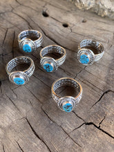 Load image into Gallery viewer, Navajo Kingman Turquoise &amp; Sterling Silver Braided Ring