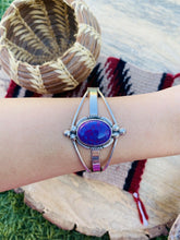 Load image into Gallery viewer, Navajo Purple Kingman Turquoise &amp; Sterling Silver Cuff Bracelet Signed