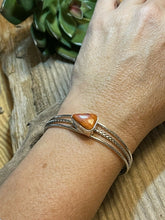 Load image into Gallery viewer, Navajo Triangle Orange Spiny Sterling Silver Bracelet Rope Style Cuff