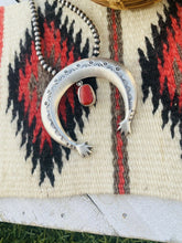 Load image into Gallery viewer, Navajo Sterling Silver &amp; Red Coral Naja Pendant By Martha Cayatineto