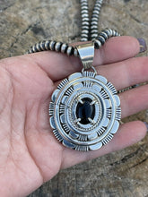 Load image into Gallery viewer, Navajo Sterling Silver Black Onyx Elegant Pendant Signed TSF E. KEE