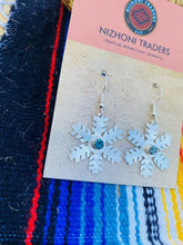 Load image into Gallery viewer, Navajo Sterling Silver &amp; Turquoise Snowflake Dangle Earrings