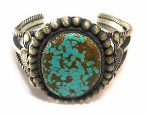 Navajo Royston Turquoise  Sterling Silver Cuff Bracelet Signed