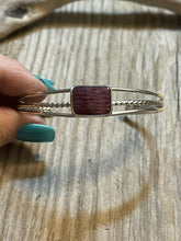 Load image into Gallery viewer, Navajo Square Purple Spiny Sterling Silver Bracelet Rope Style Cuff